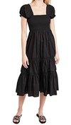 OPT O. P.T SQUARE NECK SMOCKED MAXI DRESS BLACK,OPTTT30096