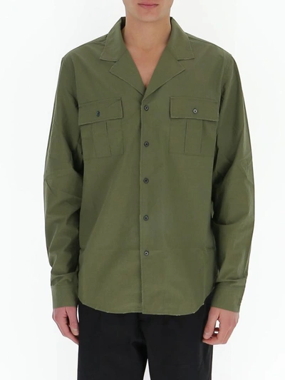 Balmain Flap Pocket Cotton Shirt In Green