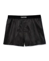 Tom Ford Velvet-trimmed Silk-blend Satin Shorts In Black