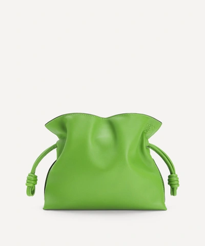 Loewe Flamenco Knot Mini Leather Clutch In Apple Green