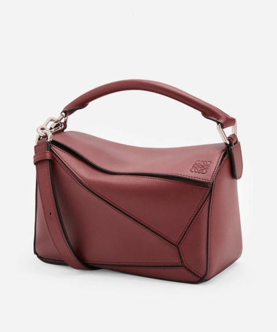 Loewe Women's Small Puzzle Leather Shoulder Bag In Berry
