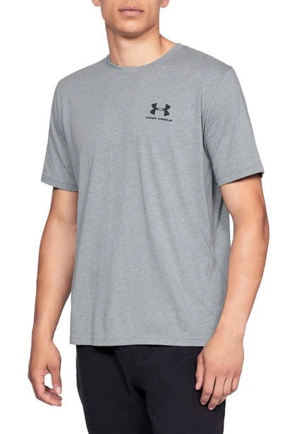Under Armour Sportstyle Loose Fit T-shirt In Steel Light Heather/black