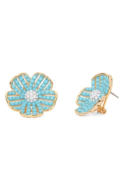 Kate Spade Glistening Petals Floral Stud Earrings In Turquoise