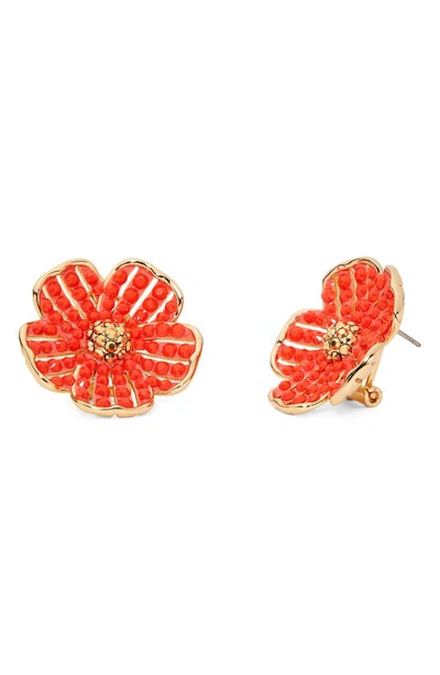 Kate Spade Glistening Petals Floral Stud Earrings In Coral