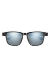 Hurley Ogs 57mm Polarized Square Sunglasses In Shiny Black/ Smoke Green Base