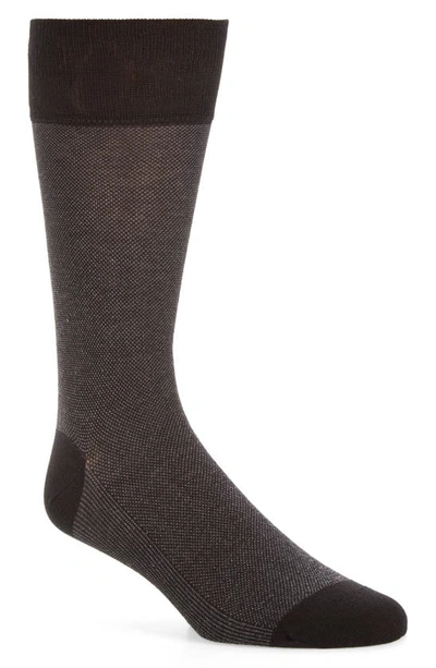 Cole Haan Pique Texture Crew Socks In Black