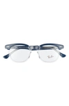 Ray Ban 48mm Small Blue Light Blocking Glasses In Blue Transparent/ Clear