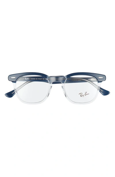 Ray Ban 48mm Small Blue Light Blocking Glasses In Blue Transparent/ Clear