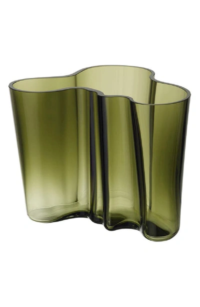 Monique Lhuillier Waterford Alvar Aalto Glass Vase In Moss Green