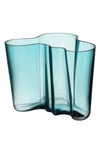 Monique Lhuillier Waterford Alvar Aalto Glass Vase In Sea Blue
