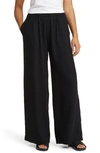 CASLONR WIDE LEG PULL-ON LINEN BLEND PANTS,CN449606MP