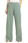 Caslonr Wide Leg Pull-on Linen Blend Pants In Green Dune