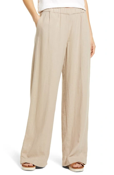 Caslonr Caslon Wide Leg Pull-on Pants In Tan Cobblestone