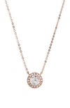 Nordstrom Cubic Zirconia Pendant Necklace In Clear- Rose Gold