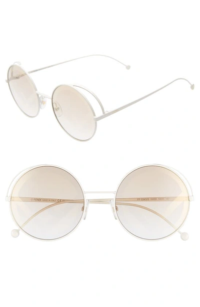 Fendi 53mm Lenticular Round Sunglasses In White