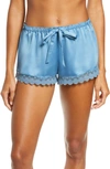 Flora Nikrooz Victoria Satin Lounge Shorts In Blue