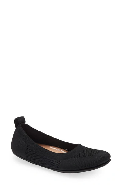 Fitflop Allegro Knit Ballet Flat In All Black/ Black