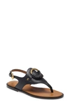 See By Chloé Hana Leather Slingback Thong Sandals In Black
