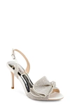 Badgley Mischka Rennie Embellished Slingback Sandal In Soft White Satin
