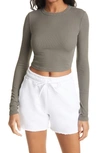 COTTON CITIZEN VERONA RIBBED LONG SLEEVE CROP TOP,W214564