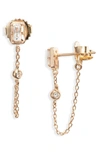 ANZIE CLÉO CHAIN DROP DIAMOND FRONT/BACK EARRINGS,4563WD