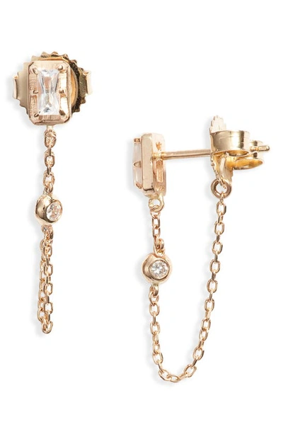 Anzie Cléo Chain Drop Diamond Front/back Earrings In White