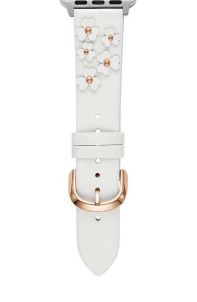 Kate Spade Floral Appliqué Leather Apple Watch® Strap In White