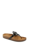 Tory Burch Miller Cloud Leather Thong Sandals In Perfect Black/ Natural