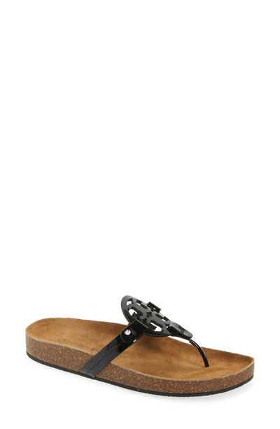 Tory Burch Miller Cloud Leather Thong Sandals In Perfect Black
