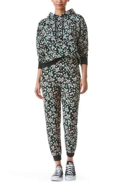 Alice And Olivia Ronan Floral Cutout Hoodie In Monterey Ditsy Black
