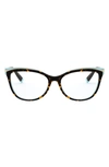 Tiffany & Co 54mm Cat Eye Optical Glasses In Havana Blue
