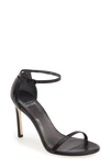 Stuart Weitzman Nudistsong Ankle Strap Sandal In Black Leather