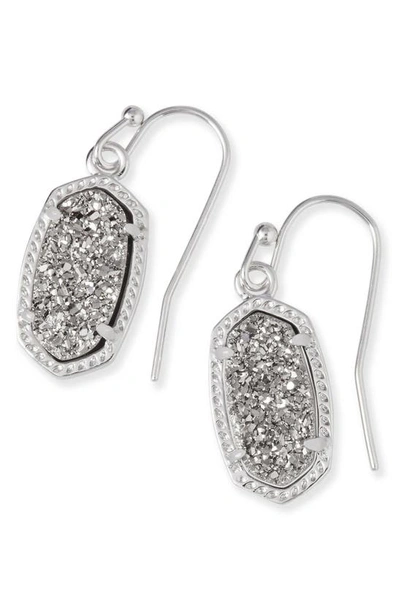 Kendra Scott Lee Small Drop Earrings In Platinum Drusy/ Silver