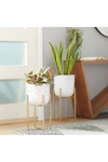 Willow Row White Metal Contemporary Round Planter In White