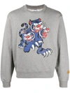 Kenzo Grey Sweatshirt With Multicolour Print In Grey