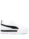Puma Mayze Platform Leather Sneakers In White- Black
