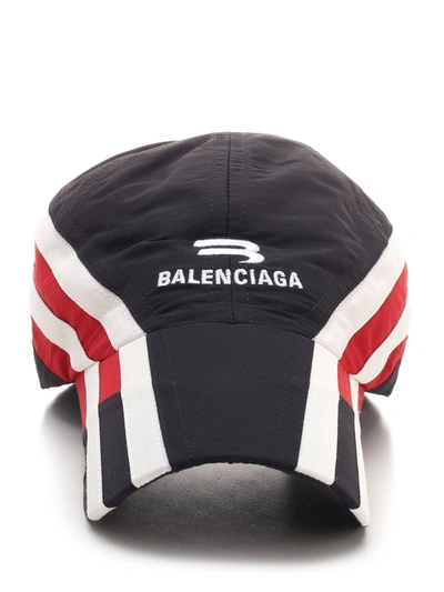 Balenciaga Tracks Colorblock Stripe Baseball Cap In Black