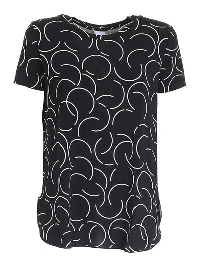 Max Mara Beachwear Graphic Print Crewneck T In Black