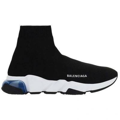 Balenciaga Black And White Speed Light Clear Sole Trainers
