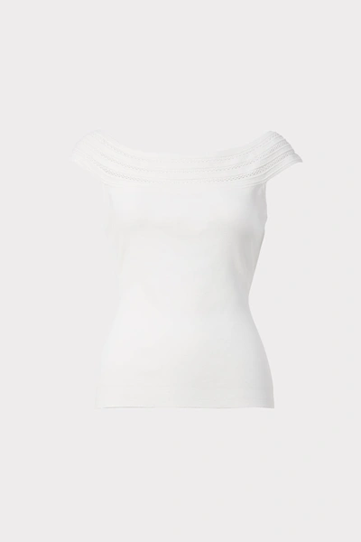 Milly Pointelle Off-the-shoulder Top In White