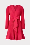 Milly Liv Tie Waist Fit And Flare Dress In Pomegranate