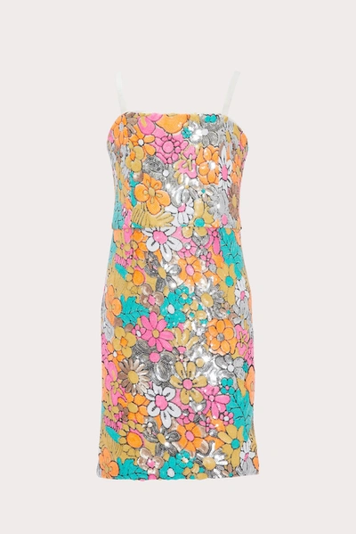 Milly Minis Floral Sequins Kyle Dress In White Multi