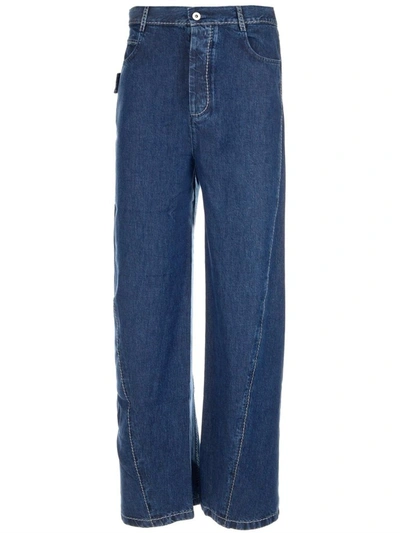 Bottega Veneta Fluid Stonewashed Wide-leg Jeans In Blue