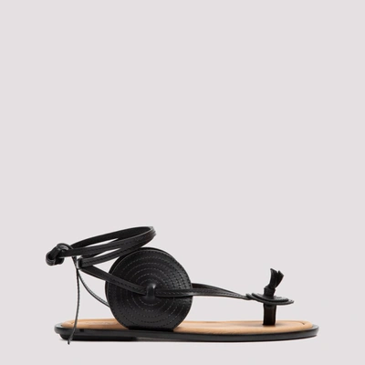 Loewe 10mm Disc Leather Thong Sandals In Black