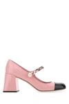 MIU MIU MIU MIU CONTRAST TOE CAP BLOCK HEEL PUMPS