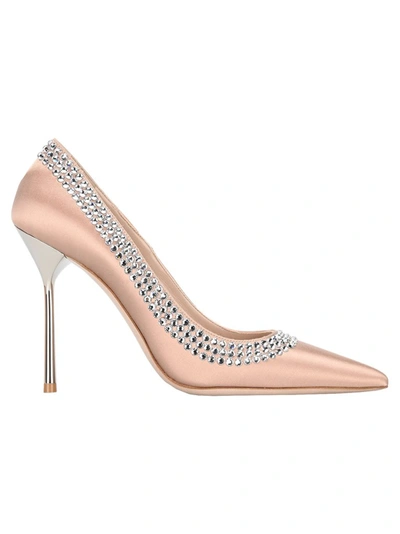 Miu Miu Embellished Pointed-toe Pumps In Powder