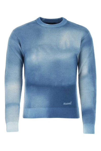 Alanui Dusty Road Tie Dye Bandana Jacquard Wool Sweater In Blue