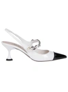 MIU MIU MIU MIU CONTRAST TOE CAP SLINGBACK PUMPS