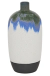 WILLOW ROW WHITE CERAMIC HANDMADE VASE WITH DRIPPING EFFECT,758647703692