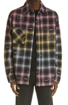 OFF-WHITE CRYSTAL LOGO CHECK FLANNEL BUTTON-UP SHIRT,OMGA133S21FAB0028400